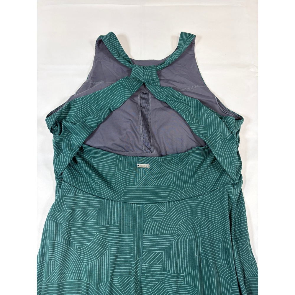 Prana Green Geometric Halter Midi Dress with Built-in Bra Womens Medium - Picture 6 of 15